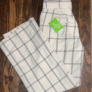 Sam Edelman Cream and Black Checkered Chinos